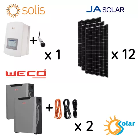 Kit Fotovoltaico 5kW con Accumulo 10.6kWh Solis - JA Solar - WECO