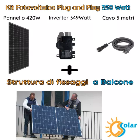Kit fotovoltaico 350W Plug and Play da Balcone