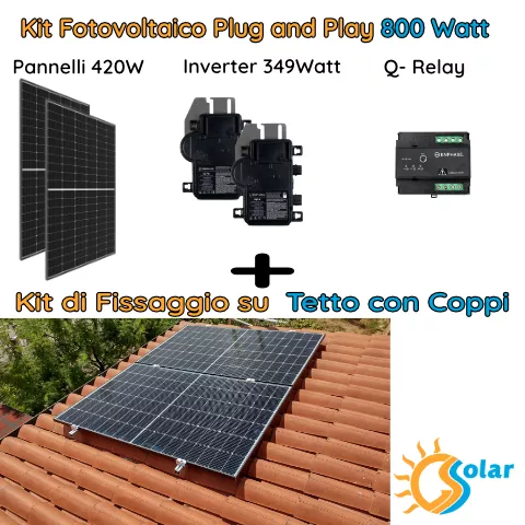 Kit fotovoltaico 800W plug and play  + Tetto Coppi