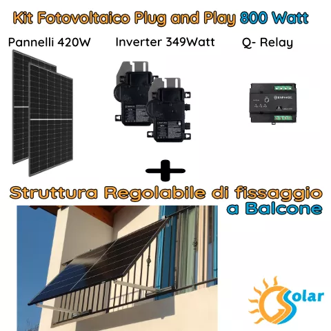 Kit fotovoltaico 800W plug and play + balcone regolabile