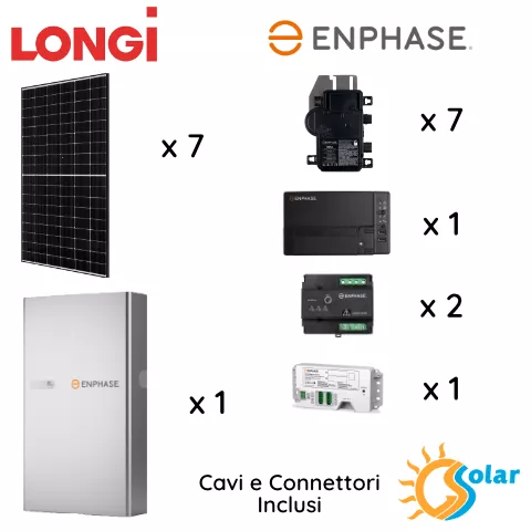 Kit Fotovoltaico 3kW con Accumulo 5kWh Enphase - LONGI