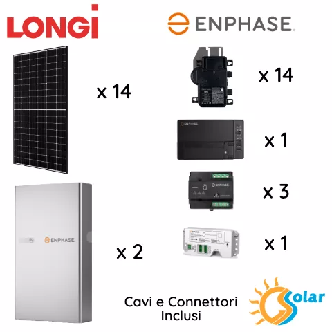 Kit Fotovoltaico 6kW con Accumulo 10kWh Enphase - LONGI