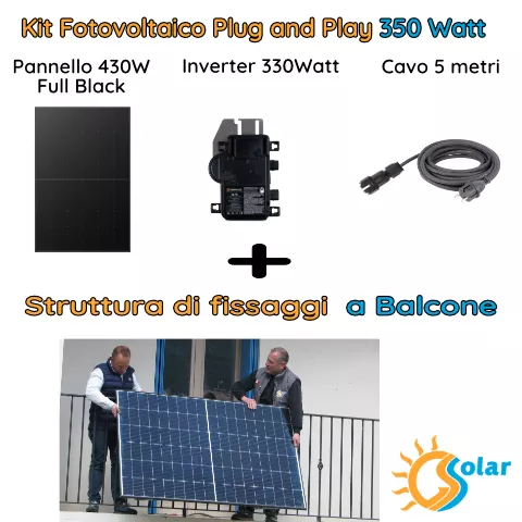 Kit fotovoltaico 350W Plug and Play da Balcone