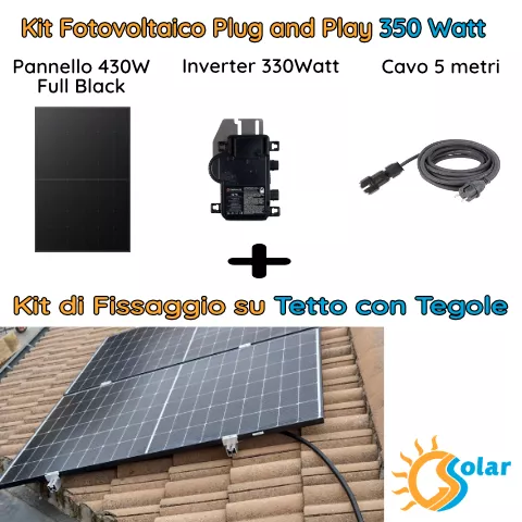Kit fotovoltaico 350W plug and play  + Tetto con Tegole