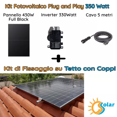 Kit fotovoltaico 350W plug and play  + Tetto coppi