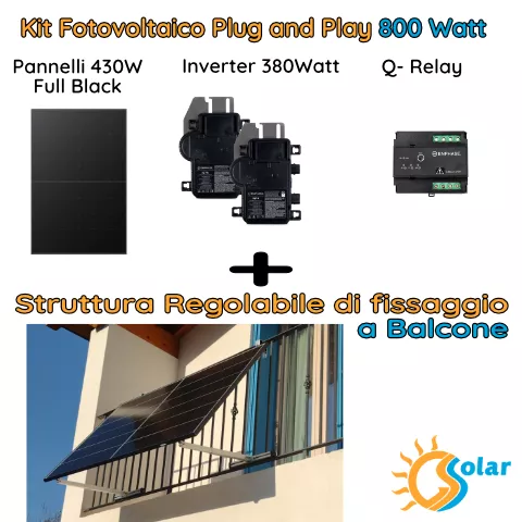 Kit fotovoltaico 800W plug and play + balcone regolabile
