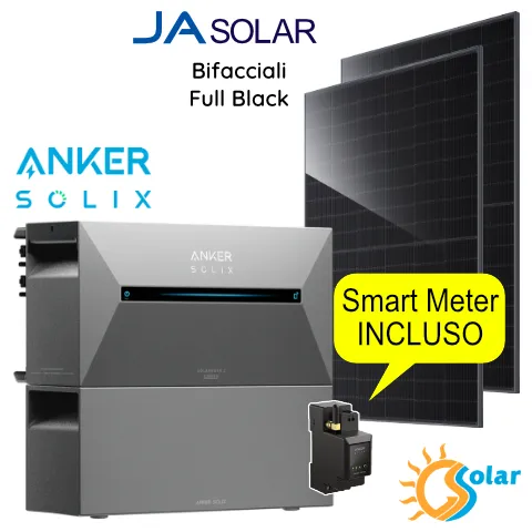 Kit ANKER Solix E1600 plus + 2 Pannelli Bifacciali Full Black + Espansione accumulo