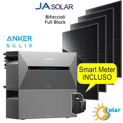 Kit ANKER Solix E1600 PRO + 4 Pannelli Bifacciali Full Black + Espansione accumulo