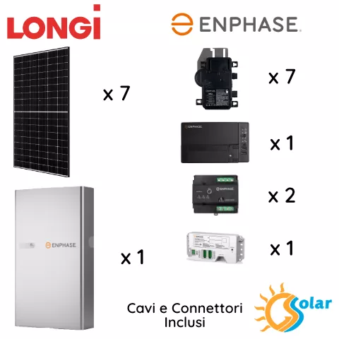 kit fotovoltaico 3kw con accumulo 5kwh enphase longi