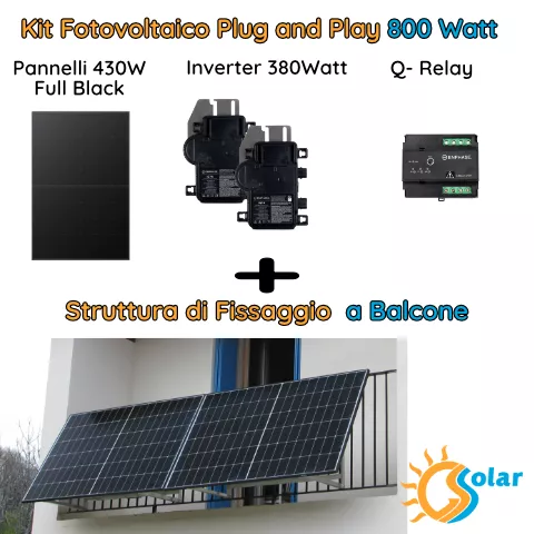 Kit fotovoltaico 800W plug and play + balcone
