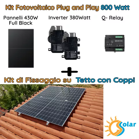 Kit fotovoltaico 800W plug and play + Tetto Coppi