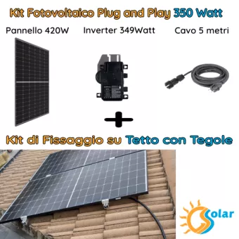 Kit fotovoltaico 350W plug and play  + Tetto con Tegole