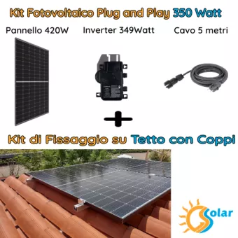 Kit fotovoltaico 350W plug and play  + Tetto coppi