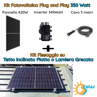 Kit fotovoltaico 350W plug and play + kit lamiera grecata