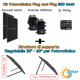 Kit fotovoltaico 800W plug and play con supporto regolabile 30-60°