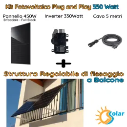 Kit fotovoltaico 350W plug and play + balcone regolabile
