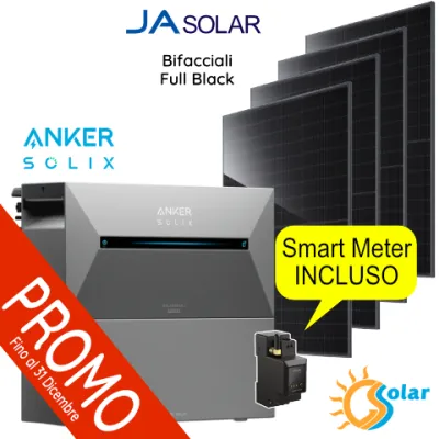 Kit ANKER Solix E1600 PRO + 4 Pannelli Bifacciali Full Black + Espansione accumulo