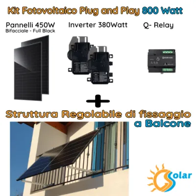 Kit fotovoltaico 800W plug and play + balcone regolabile